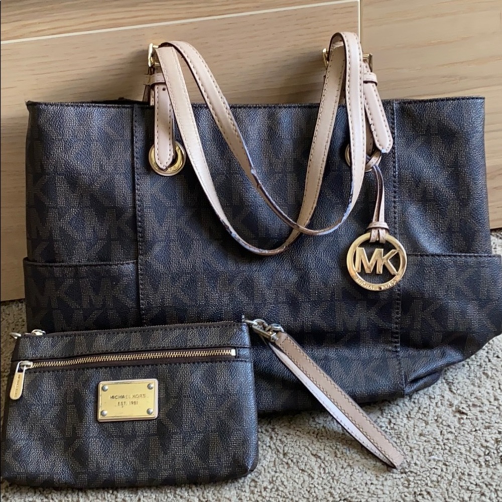 Michael Kors logo tote and wristlet